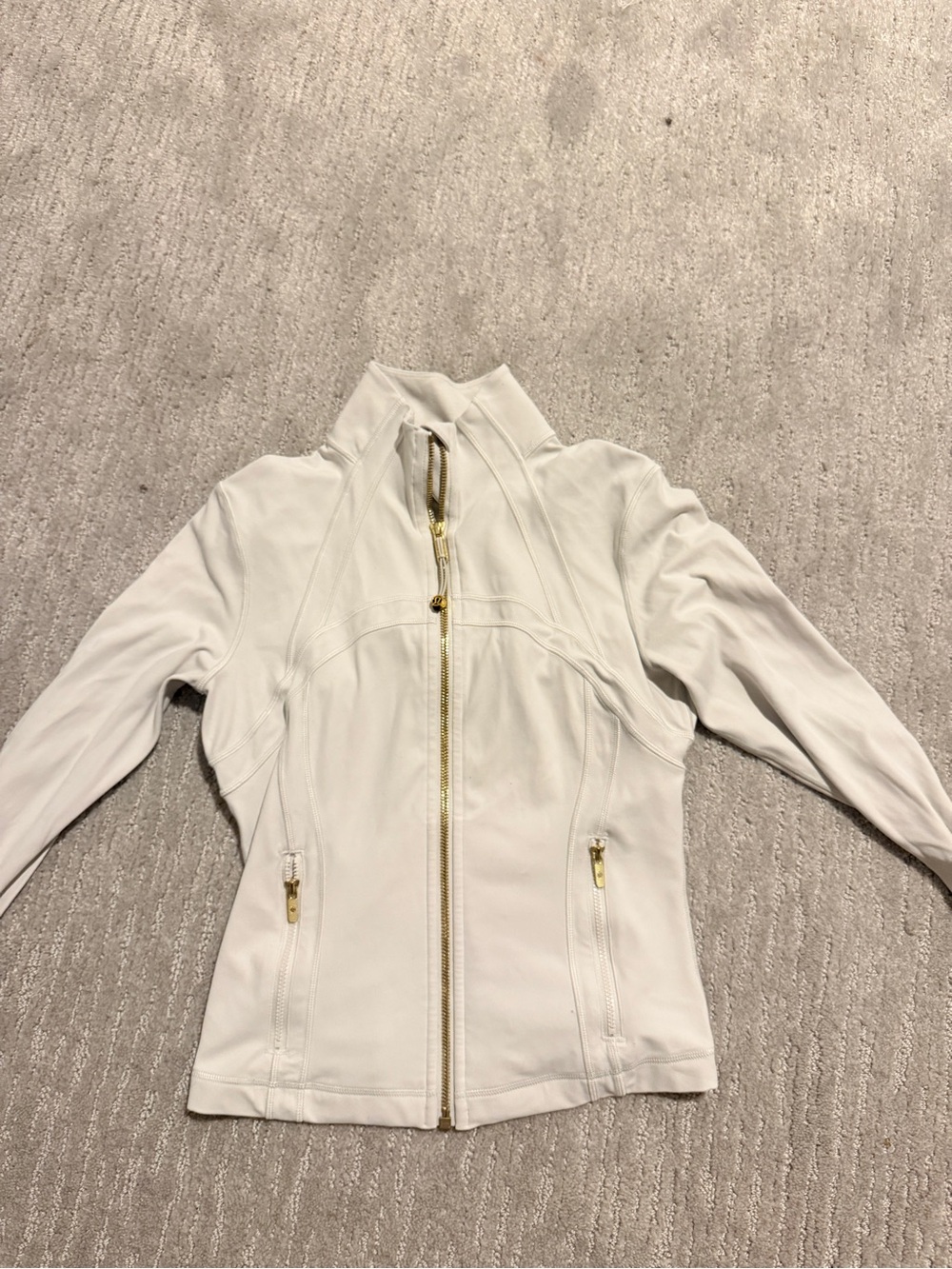 lululemon athletica Cream Zip-Up Utility Jacket with Gold Hardware